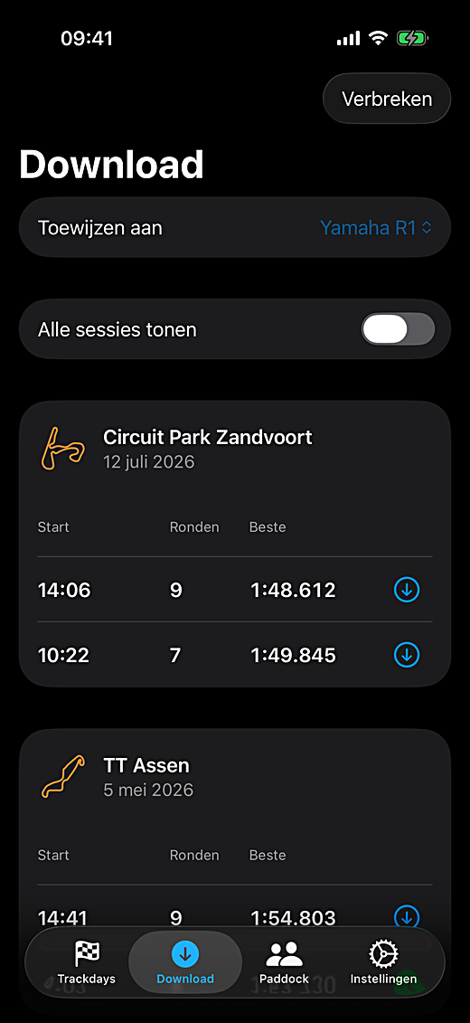 Een sessie downloaden van je AiM-laptimer via WiFi op het circuit